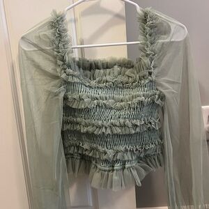 Blashe Sage Green / Mint Green Tulle Top